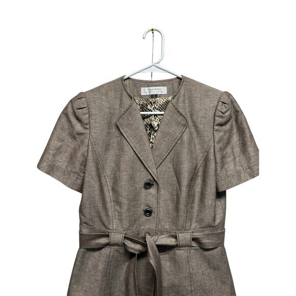 Tahari Linen Blend Skirt Suit Set Short Sleeve Belted Blazer & Flared Skirt Sz 6 - Picture 5 of 15